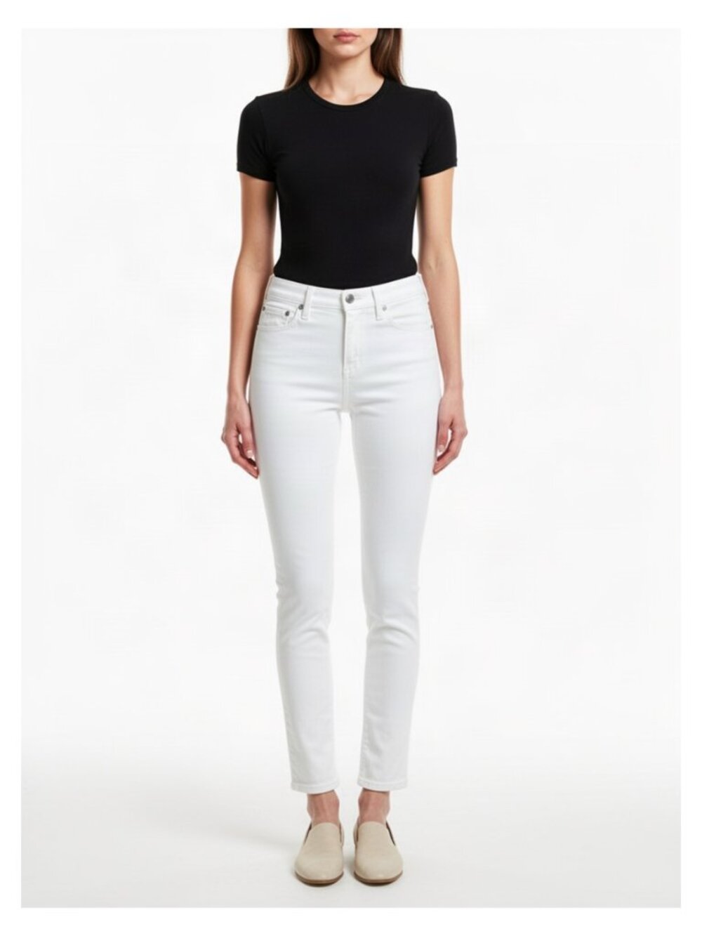 7 For All Mankind Easy Slim Jeans Clean White Size 29 NWT
